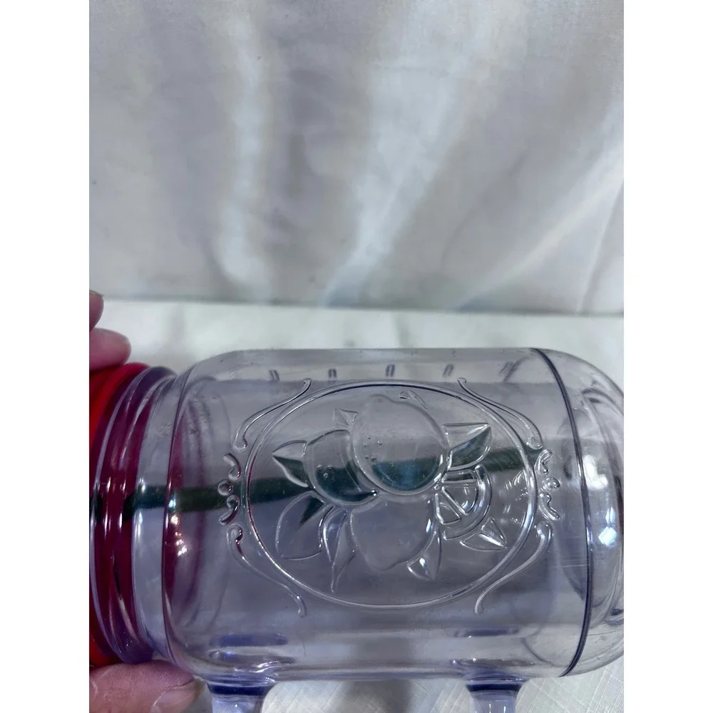Aladdin Mason Jar Tumbler 16oz Purple Red Lid Insulated Plastic Mug with Straw